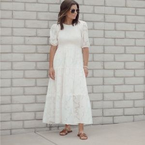NWT amazon ivory maxi dress, floral appliqué pattern